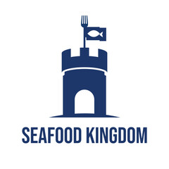 seafood kingdom flat minimalist logo design