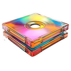 Fototapeta premium Holographic 90s-Style CD Case with Reflective Contemporary Design