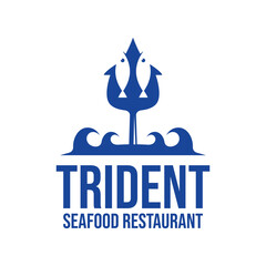 trident seafood restaurant flat minimalist logo design