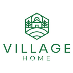 village home flat minimalist logo design