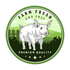 Farm fresh pig logo