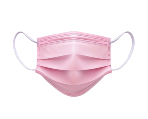 Pink surgical mask isolated on a transparent background