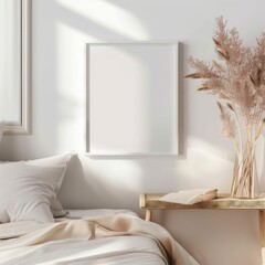 white photo painting blank frame warm vibe mockup