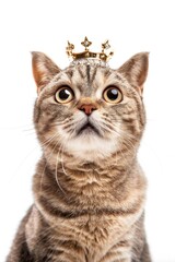 Fototapeta premium Regal cat wearing golden crown