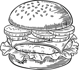 Hand draw burger and Sandwich