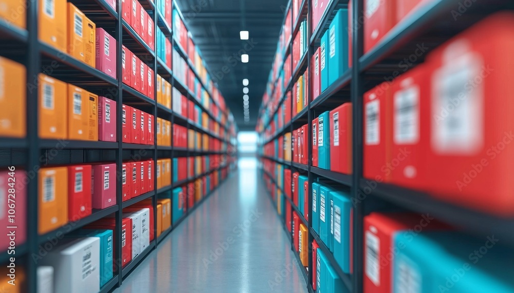 Poster digital display of barcode data for cold storage inventory, delivery system overview, optimized logi