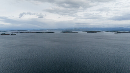 Aerial View of Calm Sea with Islands