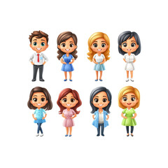 Diverse Group of Cartoon People