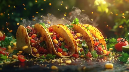 image of a gourmet taco with various toppings, creating an enticing visual for food enthusiasts.