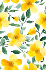 Fototapeta premium Vertical Sweet yellow flower watercolor seamless pattern.soft pastel colors water color seamless pattern.