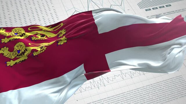 Sark flag - Waving flag on report analytics data statement