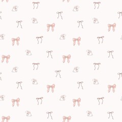 Vintage pink bows seamless pattern