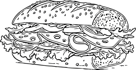 Hand draw burger and Sandwich