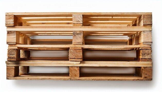 top view wooden pallets on isolate White background, PNG