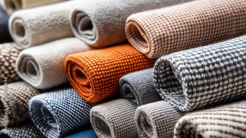 Poster textured fabric rolls in various colors and patterns create warm, inviting display