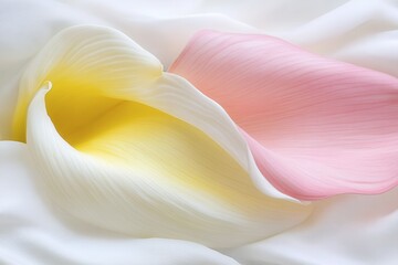 Close-up of delicate flower petals in soft pastel colors.