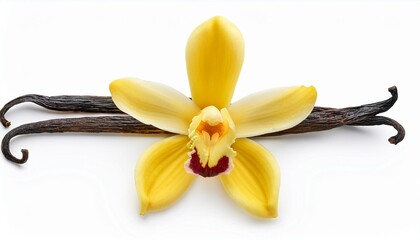 vanilla flower top view isolate on White background