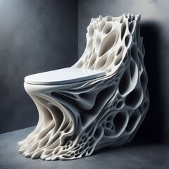 A toilet with a sculptural design inspired by modern art featuri