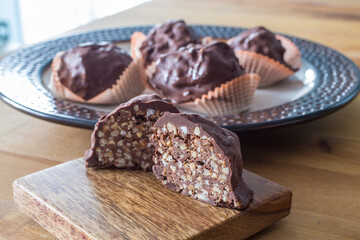 Italian chocolates with hazelnut pralines on board