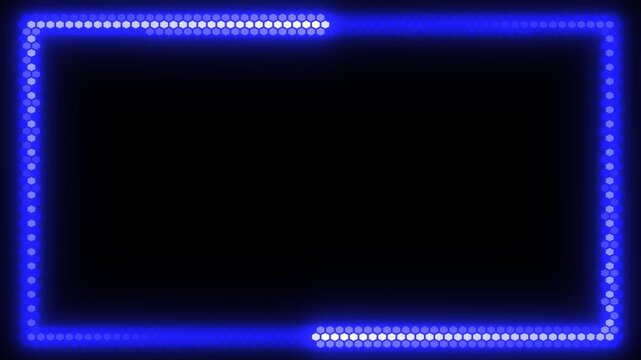 Abstract neon Hexagonal line Blue color moving seamless art loop background abstract motion screen background animated box shapes. looped animation. Blue color light 4k glowing line