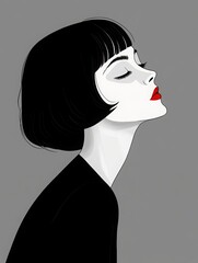 Bauhaus Inspired Female Figure, striking graphic design, minimalist aesthetic, bold lines, vibrant colors, modern art influence