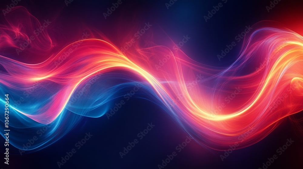 Poster neon abstract lines in blue and red for e-commerce space design, vibrant and engaging visual element