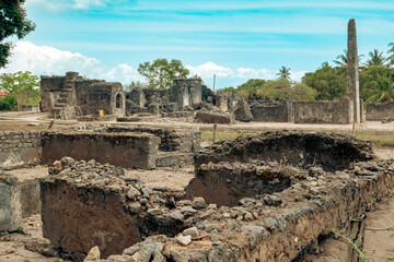 View of ruins made from Corol stones at Kaole Ruins - a 13th century trading post and German...