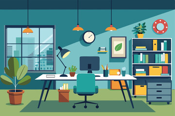 Office interior design illustration 
