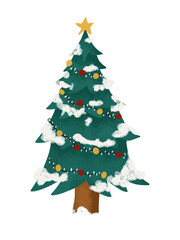 Christmas tree snow winter watercolor