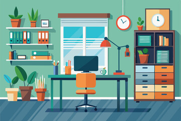 Office interior design illustration 