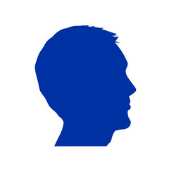blue shadow of man's head from side