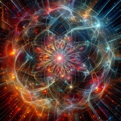 Obraz premium An intricate web like pattern of cosmic energy with holographic
