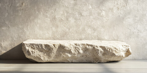 Textured white stone podium with a rustic, natural finish, ideal for organic or artisanal product display