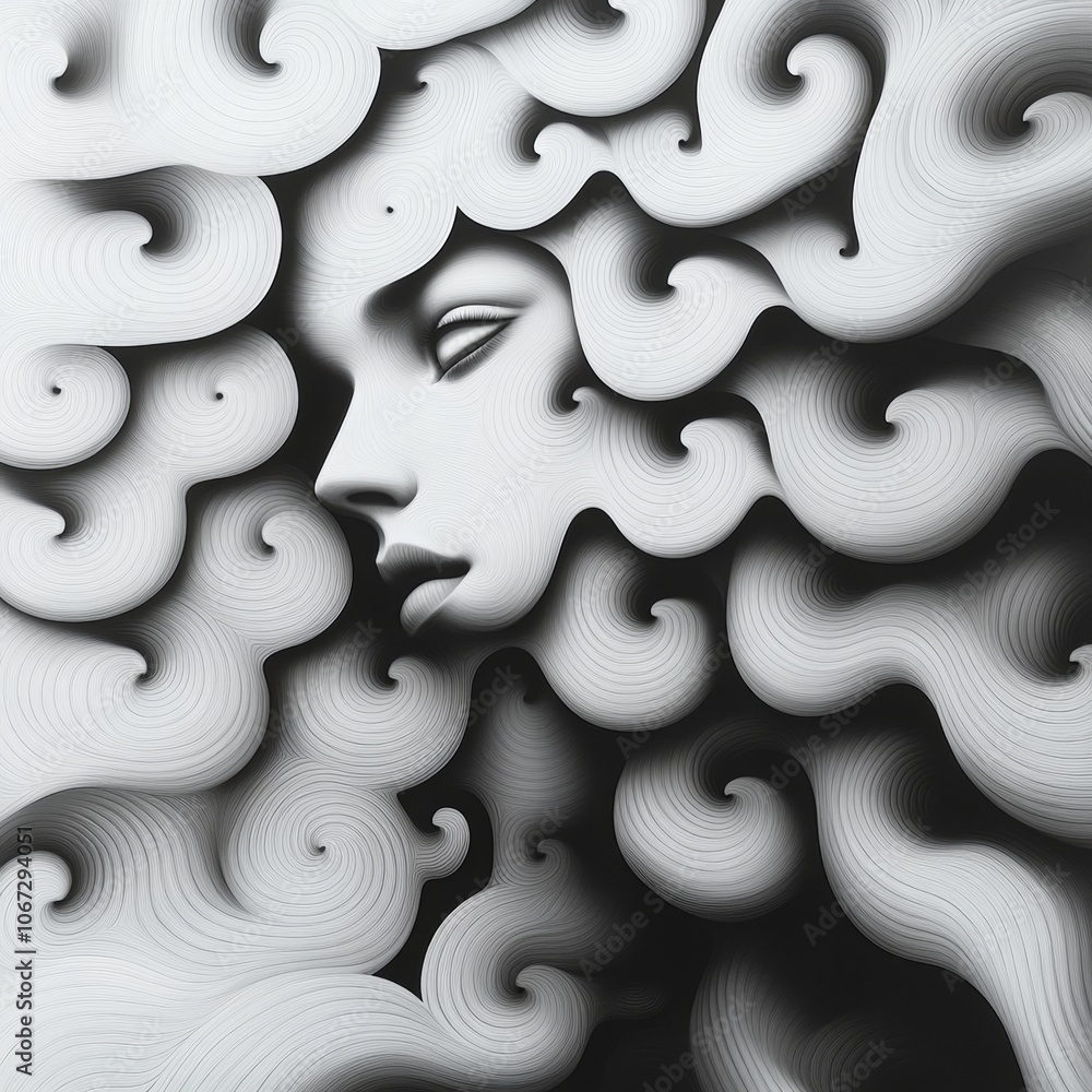 Poster Mesmerizing Swirling Illusion, intricate patterns and bold colors create a captivating visual experience, inviting exploration of hidden meanings