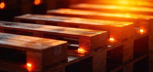 Pallets with tracking QR codes in an organized freight space, digital logistics concept, efficient transport system