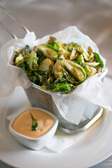 Roasted Brussel Sprouts with dipping sauce