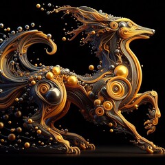 Animals Made of Liquid Metal Fluid metallic creatures in dynamic