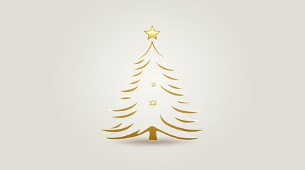 Simple white Christmas tree silhouette on a plain background, decorated with a single gold star on top, evoking elegance and simplicity.