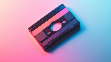Fototapeta premium Nostalgic Retro Cassette Tape with Vibrant Label on White Background