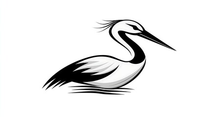 Obraz premium Simple Origami Stork Logo Design