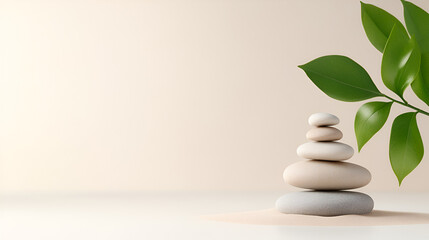 A serene Zen garden with Stones With Lines On sand--spa therapy--purity harmony and Balance for Meditation