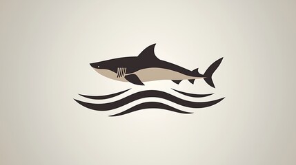 Fototapeta premium Simple Origami Shark Logo Design