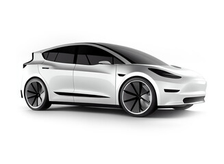 Naklejka premium Discover the sleek design of this futuristic electric car isolated against a clean white background showcasing its innovative details