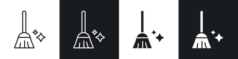 Sweeping icon in thin outlined.