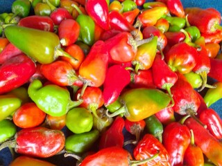 Vibrant Red and Green Fresh Chilies Spicy Feast for the Eyes