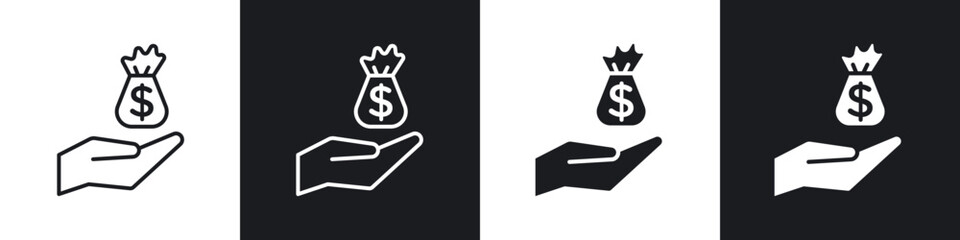 Loan outlined and solid icon vector collection.