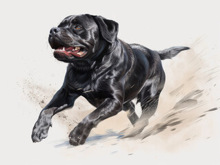 Obraz premium Black Labrador Retriever Running on Sand
