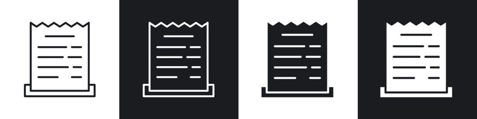 Fototapeta premium Paper receipt icon in thin outlined.