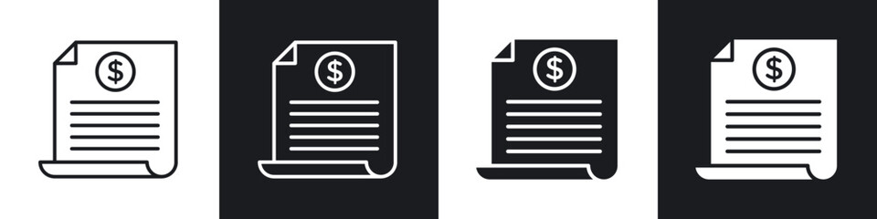 Bill paid icon in thin outlined.