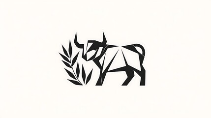 Obraz premium Simple Origami Bull Logo Design Artwork